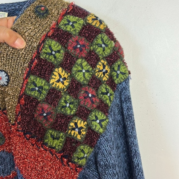 VTG Y2K Susan Bristol Colorful Size PS Patchwork Women's Cardigan Sweater Floral - Picture 10 of 14